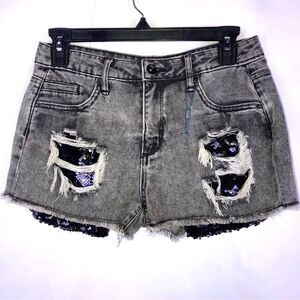 TractrBlu Distress Black Jeans Shorts
